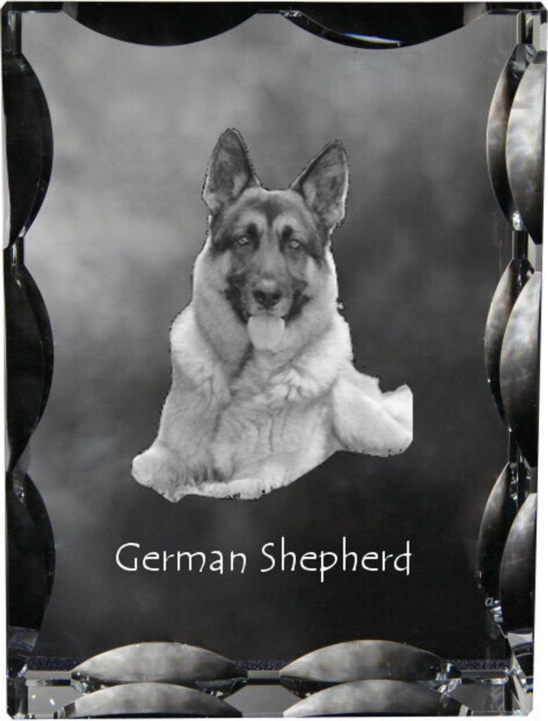 Deutscher Schäferhund - Kristall mit einem Hundebild, Glasstatuette mit einem Bild, einzigartiger Bilderrahmen der Marke Art-Dog