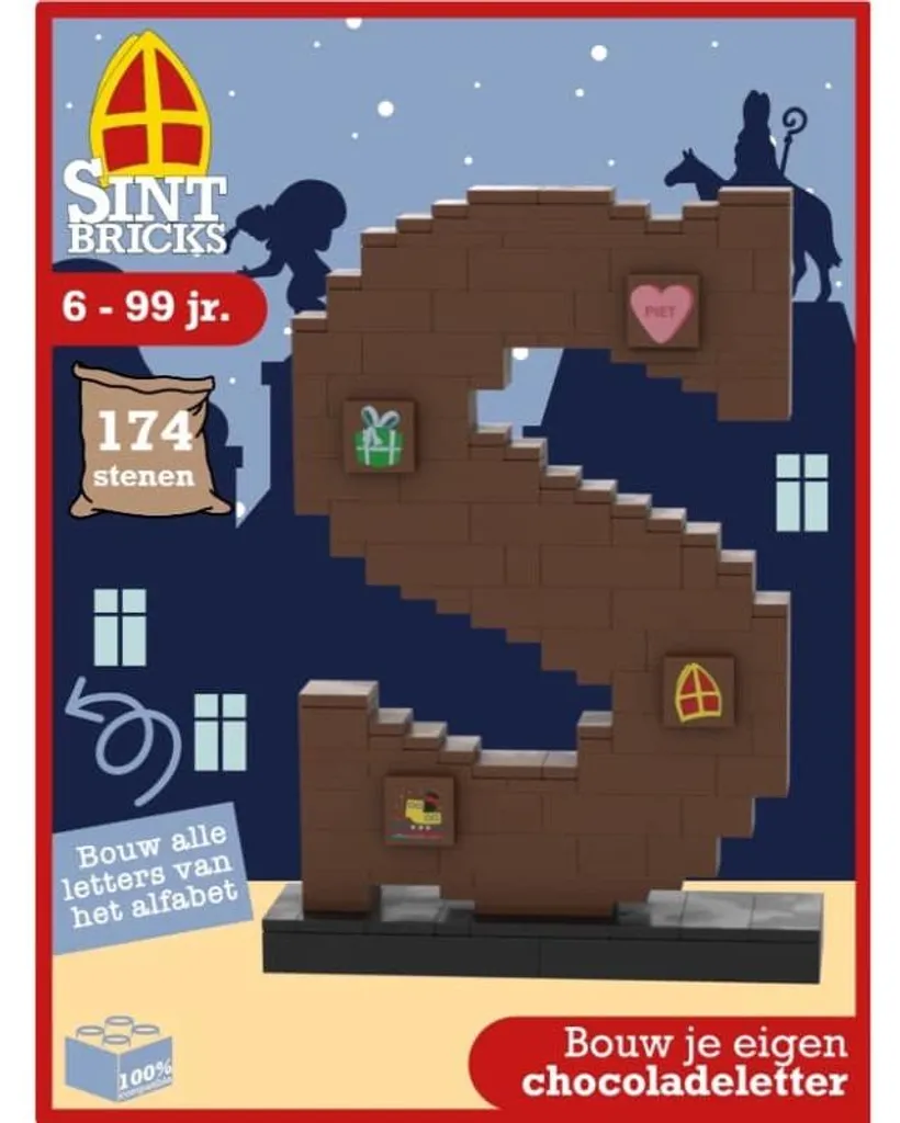 Lettre en chocolat à construire Sintbricks - Jeu créatif et gourmand