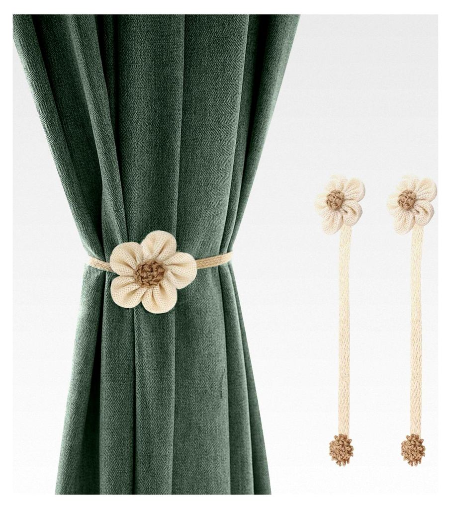 Magnetische Vorhanghalter, 2 Stück Einfache und Elegante Blumenform Gestrickte Vorhang Halter Dekorative Raffhalter Zubehör für Büro und Hausde...