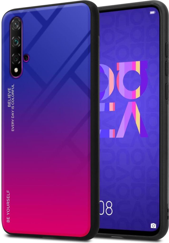 Cadorabo Hülle für Honor 20 / 20S / Huawei NOVA 5T Schutz Hülle in Schwarz Handyhülle TPU Etui Cover Case Tempered Glas