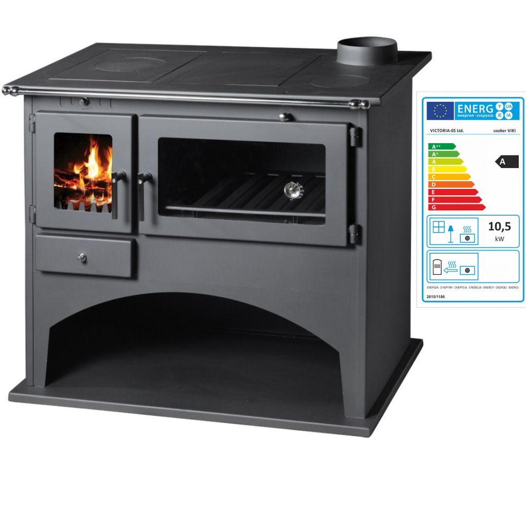 Stufa a legna Viki V05 – 10,5 kW, con forno, termometro e Immagine del prodotto 