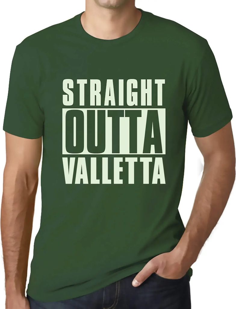 Herren Grafik T-Shirt Straight Outta Valletta Öko-Verantwortlich Vintage Jahrgang Kurzarm Lustige Druck Geburtstag Geschenk Mann