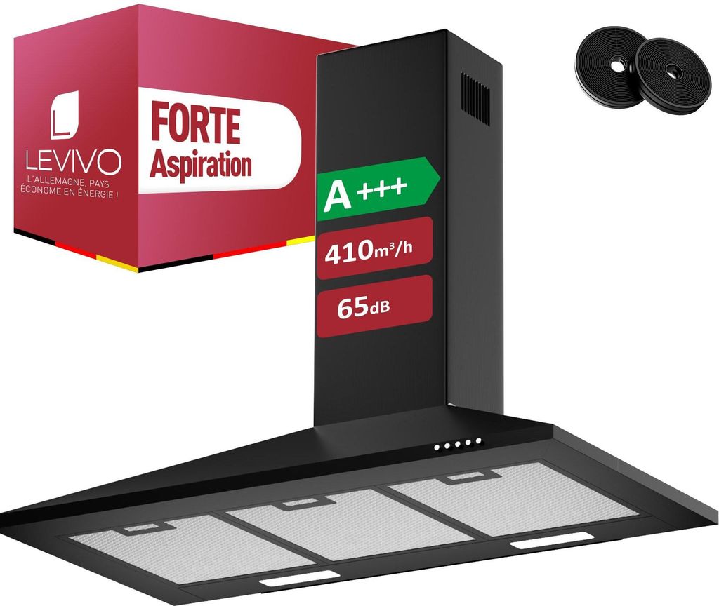 Hotte aspirante LEVIVO 90 cm à recyclage d'air & évacuation Image du produit 