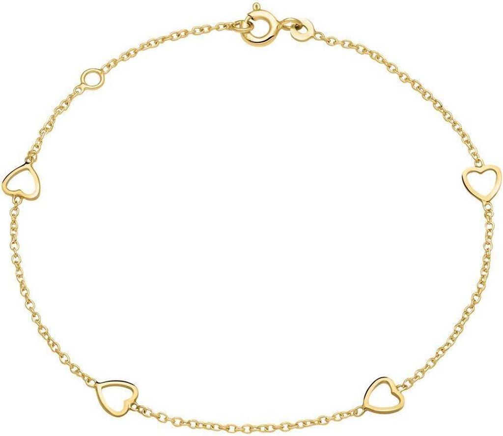 Zierliches schlichtes Herzarmband 14K Gelbgold GB0023-G