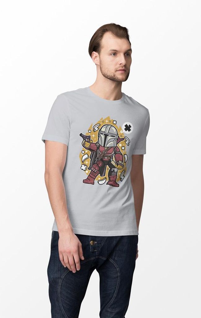 D&B Férfi Uni Polo PC00017 Mandalorian Grau-Größe XL