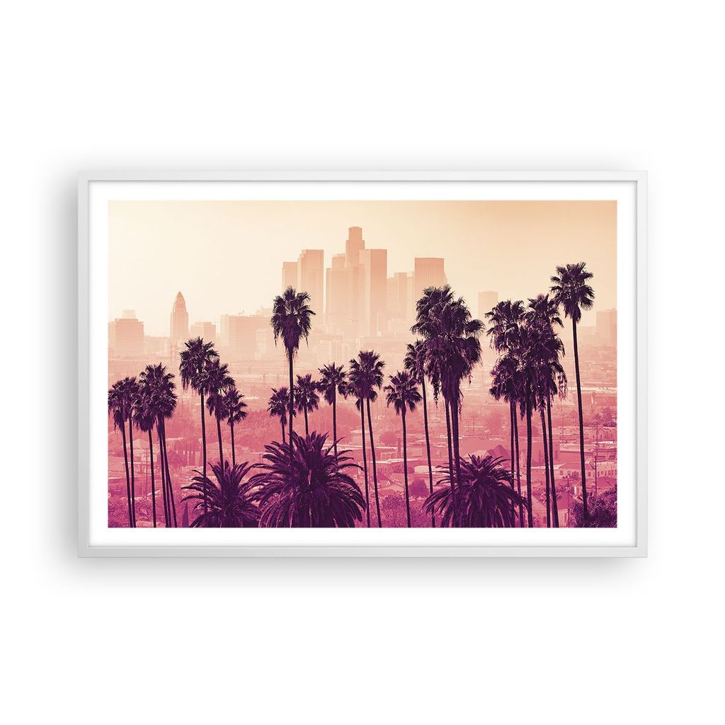 Gerahmtes Poster - Weißer Rahmen - Elche Angeles Palmen - 91,5x61 cm - Wand Bild - Wanddeko - Wandbilder - Kunstposter - Wandposter - Bilderrahmen...