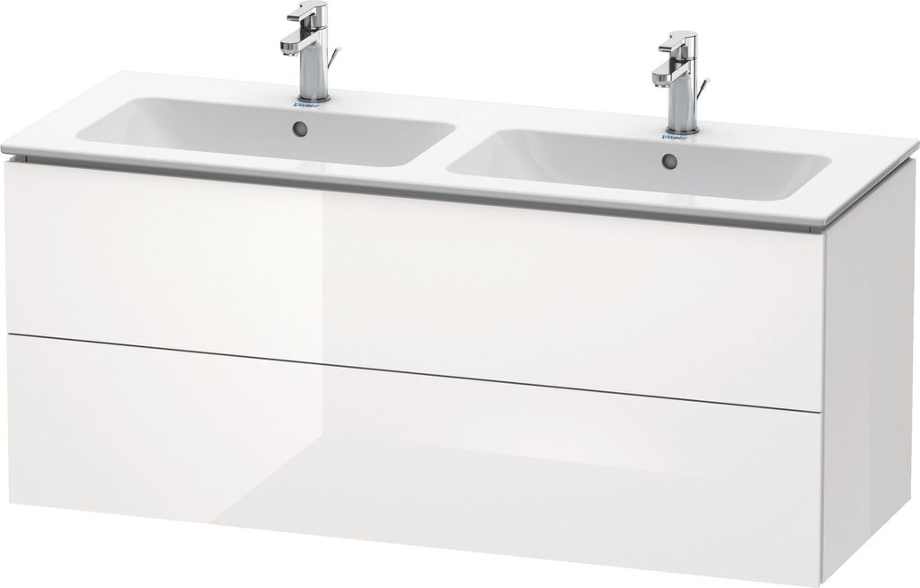 Waschtischunterbau L-CUBE 1290x481x555mm weiß hochglanz weiß hochglanz