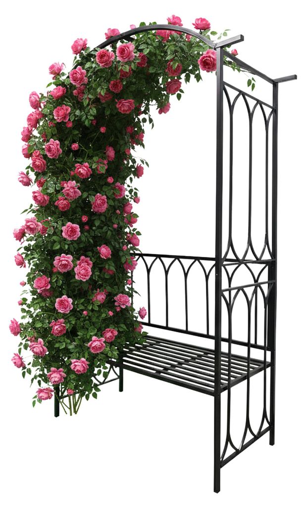 Relaxdays Rosenbogen mit Bank, Torbogen Garten, HBT: 210 x Produktbild 