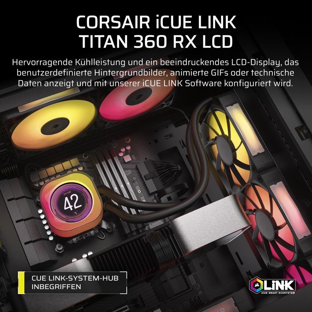 CORSAIR WAK iCUE LINK TITAN 360 RX LCD AIO 360mm Image du produit 