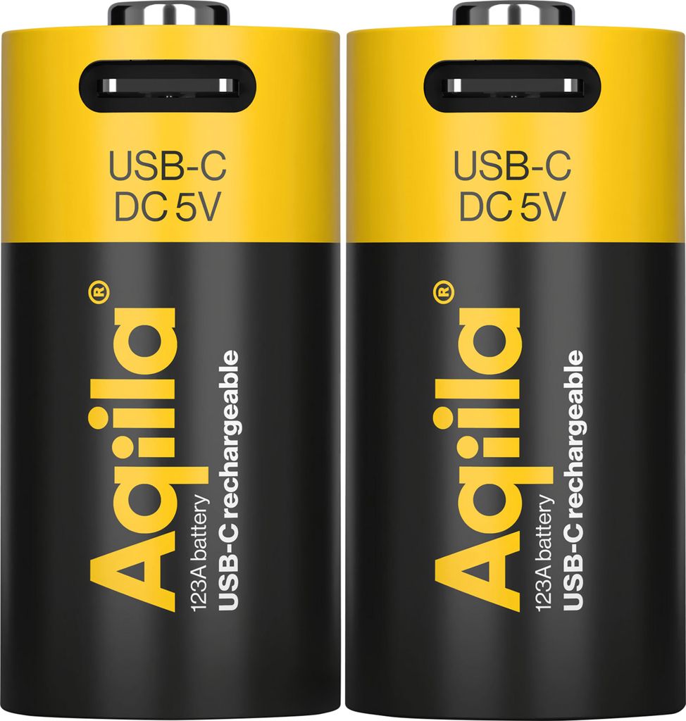 AQIILA Li-lon-Akku, CR123A, USB-C, 3 V, 2er Pack