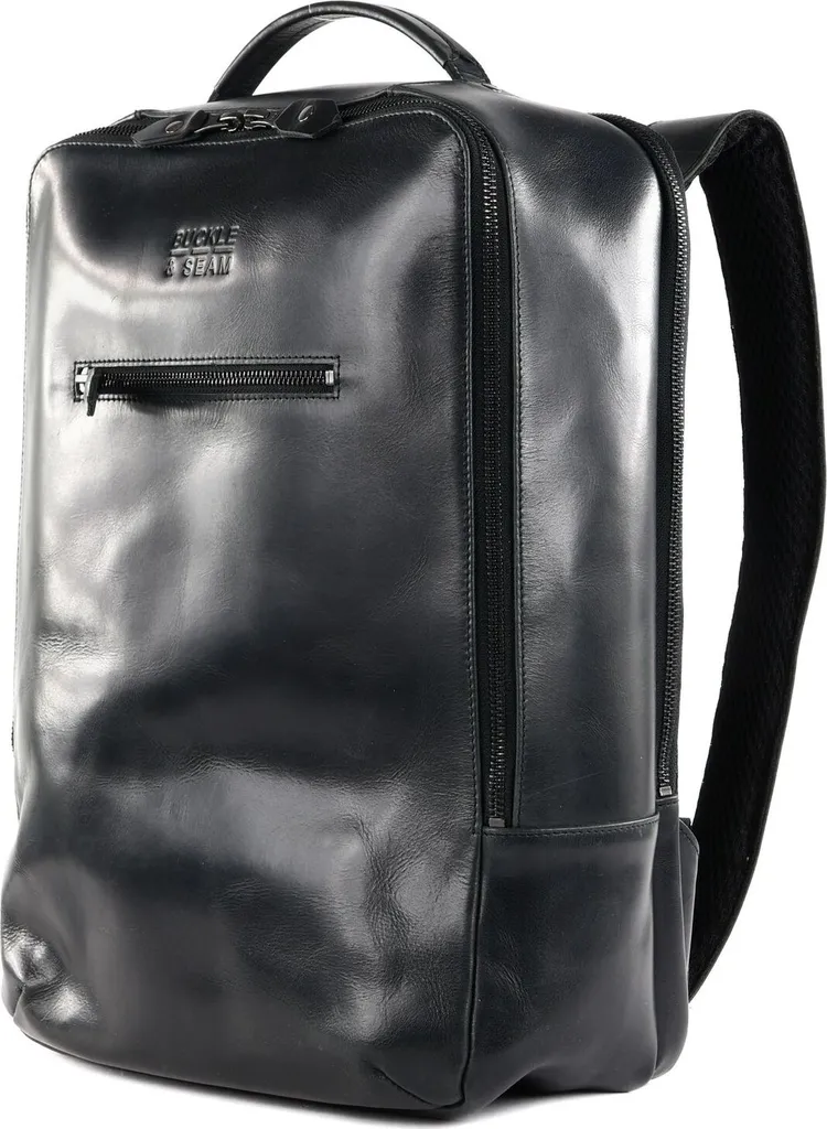 Sac à Dos Cuir Noir 13,5L Leon New Stripes avec Protection Laptop Intégrée