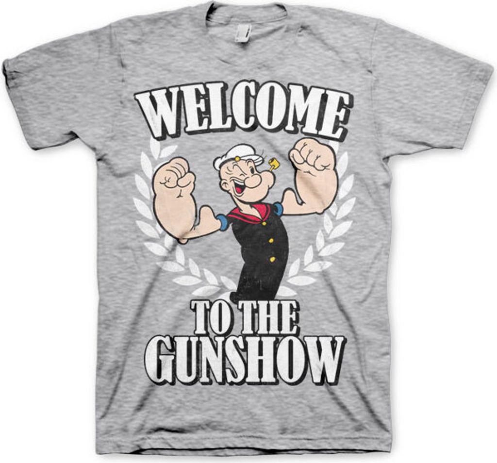 Popeye - Welcome To The Gunshow T-Shirt - XX-Large - Heather-Grey