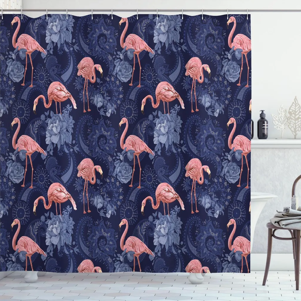 Tenda Doccia Jungle Fenicotteri ABAKUHAUS - Mood Tropicale Urban