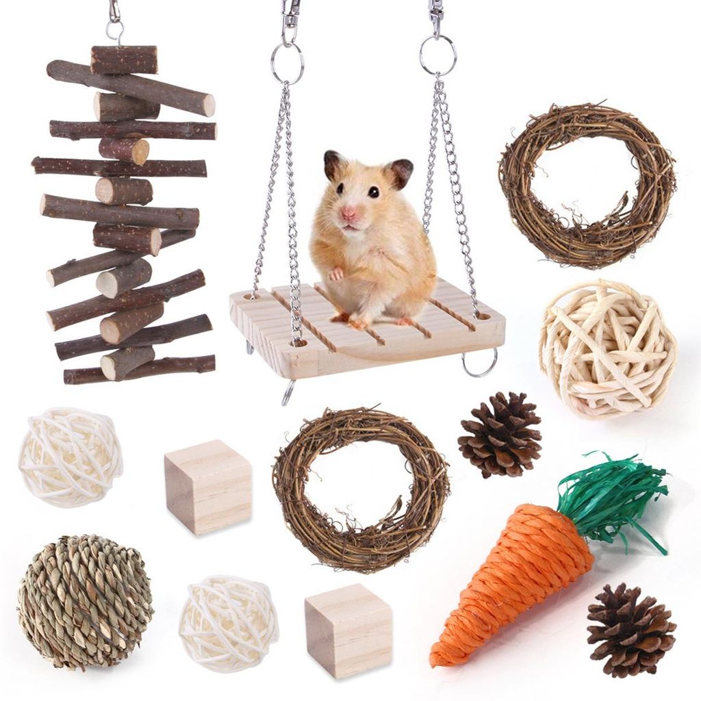 Hamsterspielzeug, das Hamstern, Rennmäusen und anderen Kleintieren zum Kauen und Spielen dient, regt sie zum Zähneknirschen an.