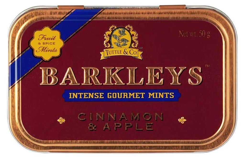 Barkleys Pastillen Tin Cinnamon und Apfel in einer Produktbild 