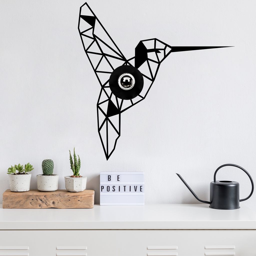 Opviq, W-053, Wandleuchten, Schwarz, MDF, 44 x 12 x 44 cm