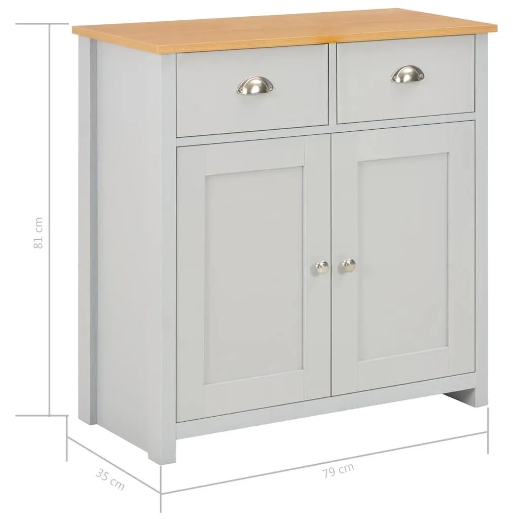 Commode de Rangement Grise 79 cm Buffet Polyvalent pour Salon ou Bureau
