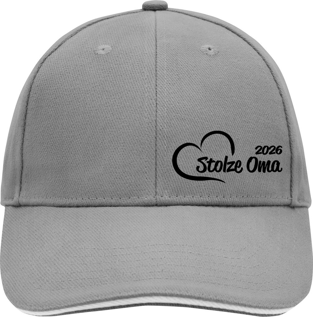 Huuraa Cappy Mütze Stolze Oma 2026 Herz Dark Grey/White Baumwolle 6-Panel Kappe Geschenkidee