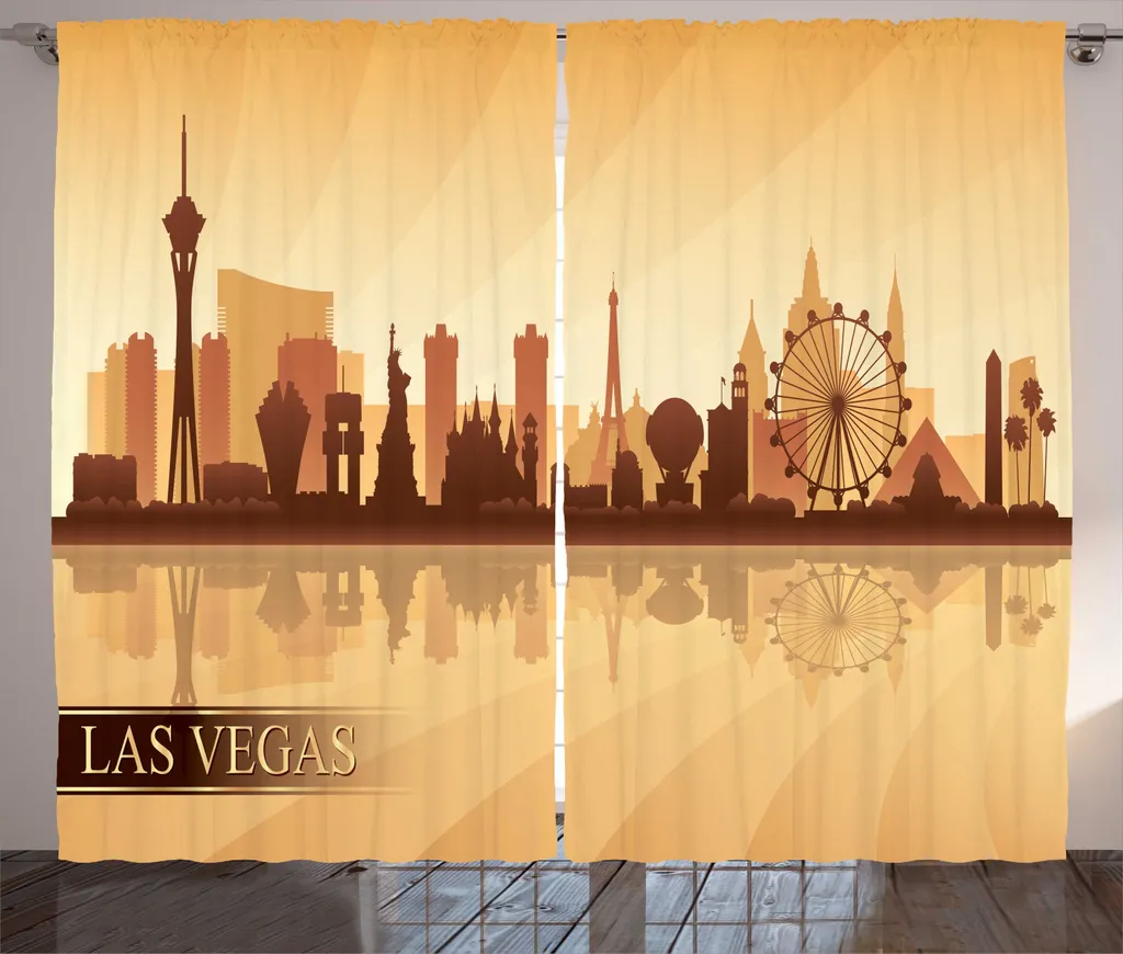 Paire de Rideaux de Salon Ville Las Vegas Style Rustique 280 x 225 cm
