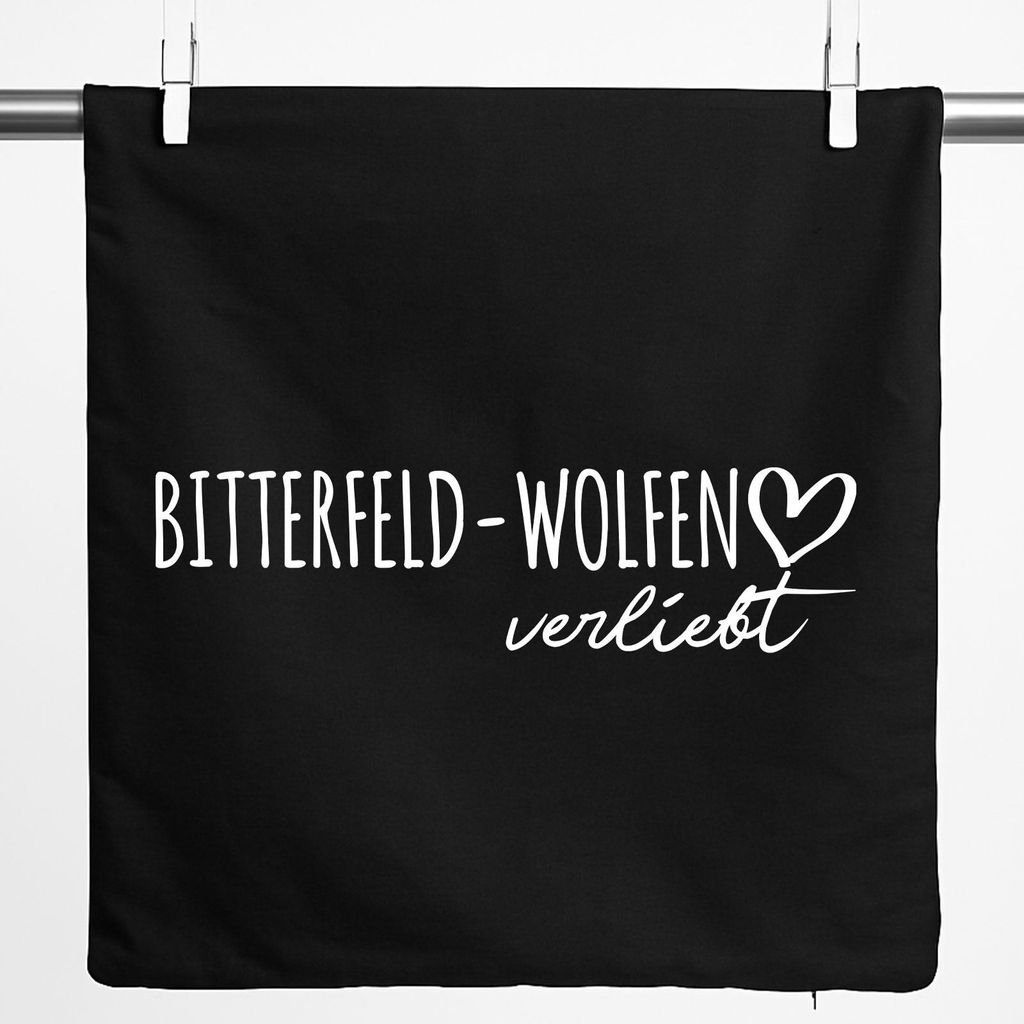 Huuraa Kissenbezug Bitterfeld-Wolfen verliebt 40x40cm Black Baumwolle Dekokissenbezug Geschenkidee