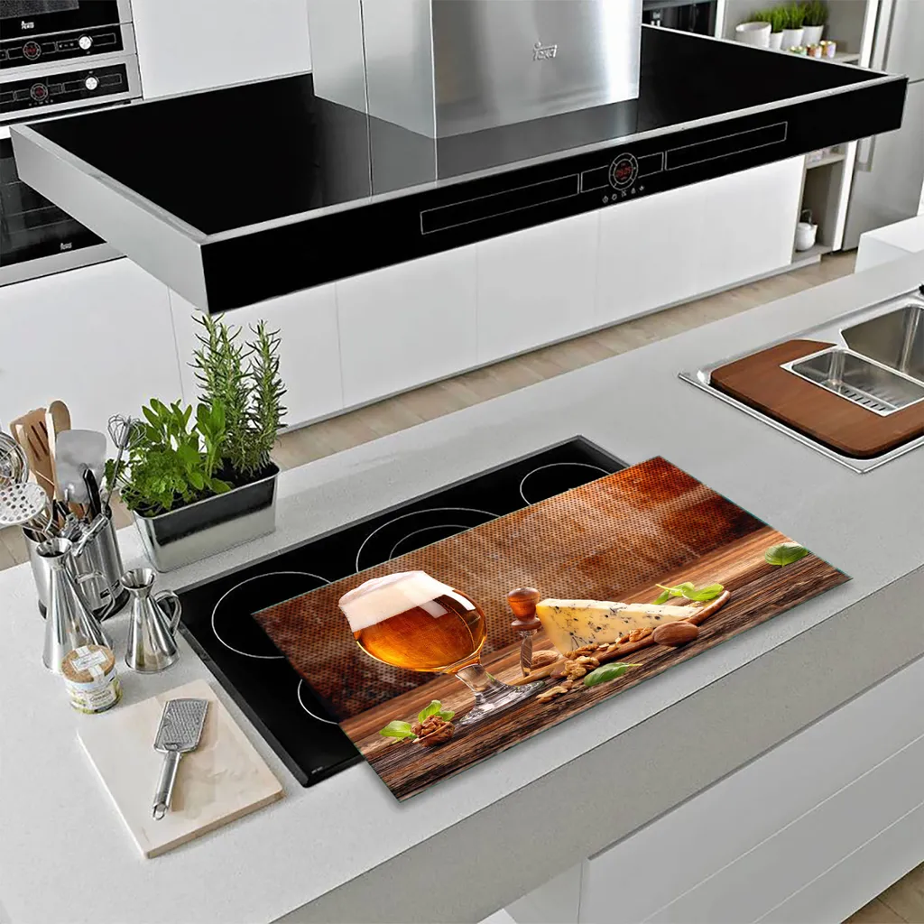 Piastra Copertura Per Piano Cottura 60x52 Cm, Vetro Caffè, Multiuso Per Cucina