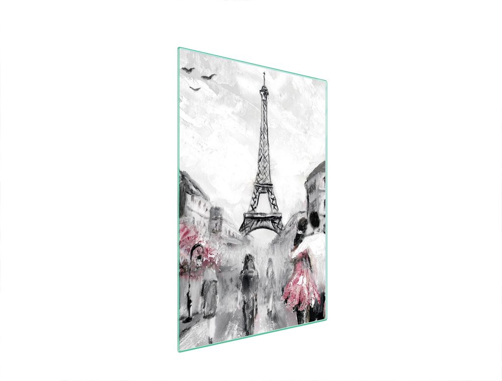 Herdabdeckplatte 35x52 Glaskeramikkochfeld Abdeckung Spritzschutz Glasplatte Deko Schneidebrett Paris Rosa