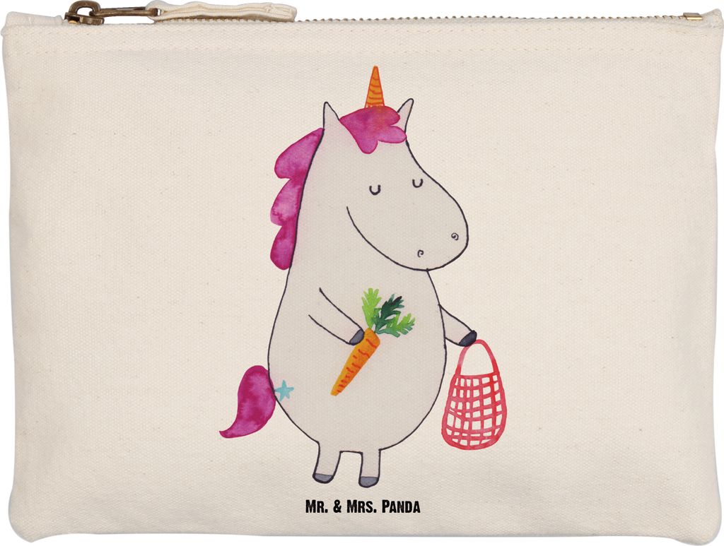 Mr. & Mrs. Panda Kulturbeutel Einhorn Vegan Größe M - Weiß - Geschenk, Kulturtasche, Unicorn, kosmetiktäschchen, Rohkost, Gesund Leben, Veganer...