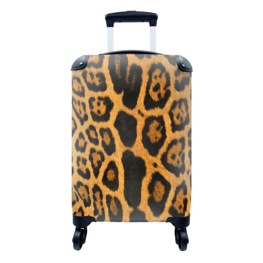 MuchoWow Koffer Handgepäck Trolley Rollkoffer Kleine Reisekoffer mit 4 Rollen - Leopard - Pelz - Pantherdruck - Cabin Size < 55x40x23 cm & 55x40...