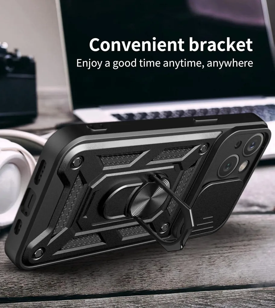 Coque iPhone 14 Plus Noire Renforcée avec Support A2886 - Protection Robuste
