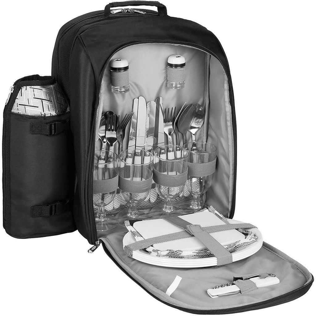 Zaino da picnic Brubaker per 4 persone, colore nero e Immagine del prodotto 
