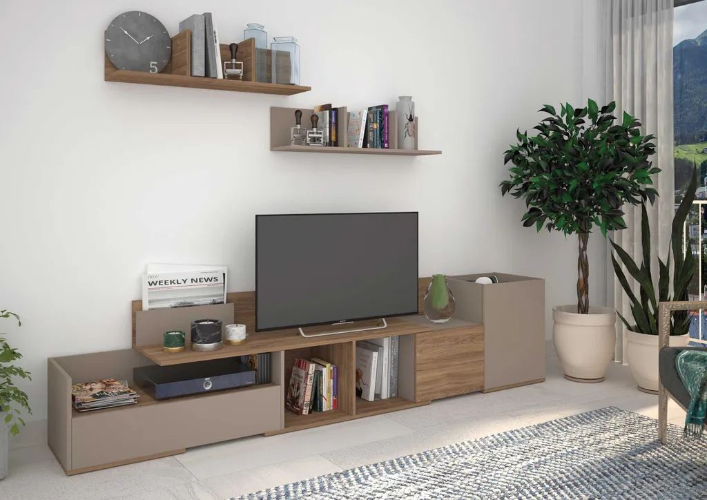 Petite étagère murale marron série Boost - Support déco format 22x20 cm - 3
