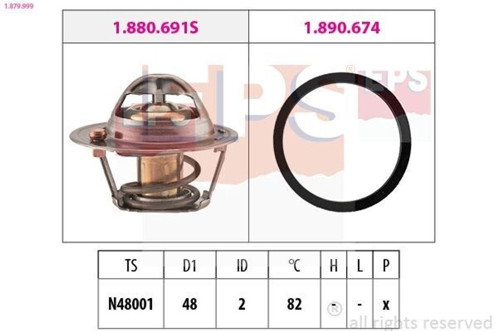 EPS Thermostat Kühlmittel 82°C für FORD Fiesta Mk6 Schrägheck (JA8, JR8) FOCUS III Turnier Fiesta Mk5 Schrägheck (JH1, JD1, JH3, JD3) Focus II...