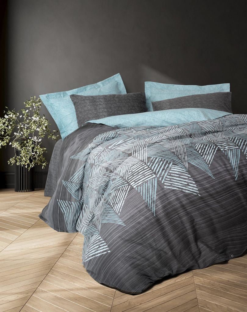 L'Essentiel Linge de Maison, Ranforce King-Size-Bettbezug-Set (FR), Arel - Anthracite, 100 % BAUMWOLLE RANFORCE, Anthrazit, 240 x 220 cm