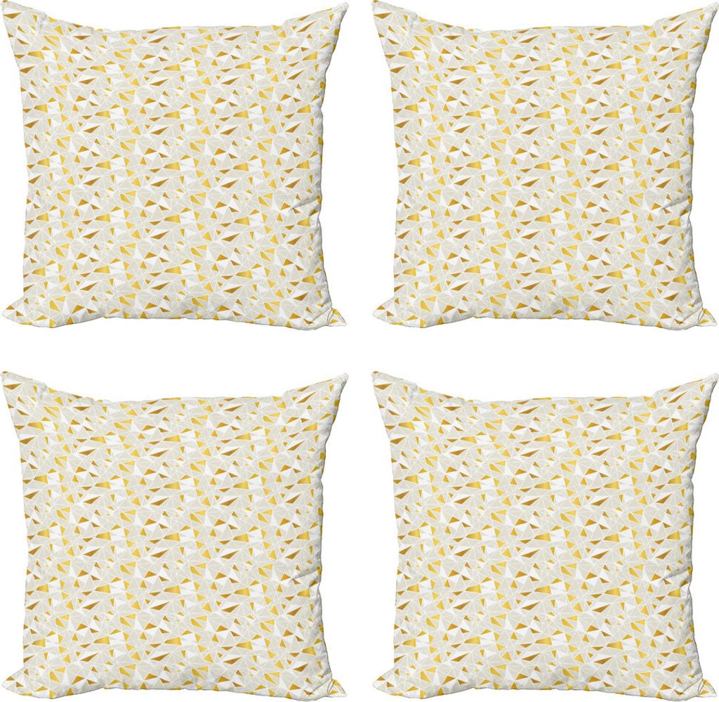 ABAKUHAUS polygonal Kissenbezug Set (4 Stück), Abstrakte geometrische Kunst, Moderner Doppelseitiger Digitaldruck, 45 cm x 45 cm, Erde Gelb Eiersc...