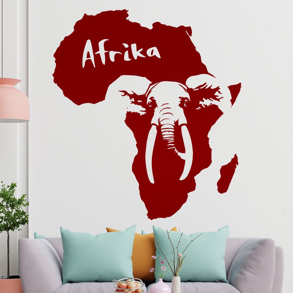 KIWISTAR Elefant u. Schriftzug Afrika Wandtattoo in 6 Größen - Wandaufkleber Wall Sticker - Dekoration, Küche, Wohnzimmer, Schlafzimmer, Badezimmer