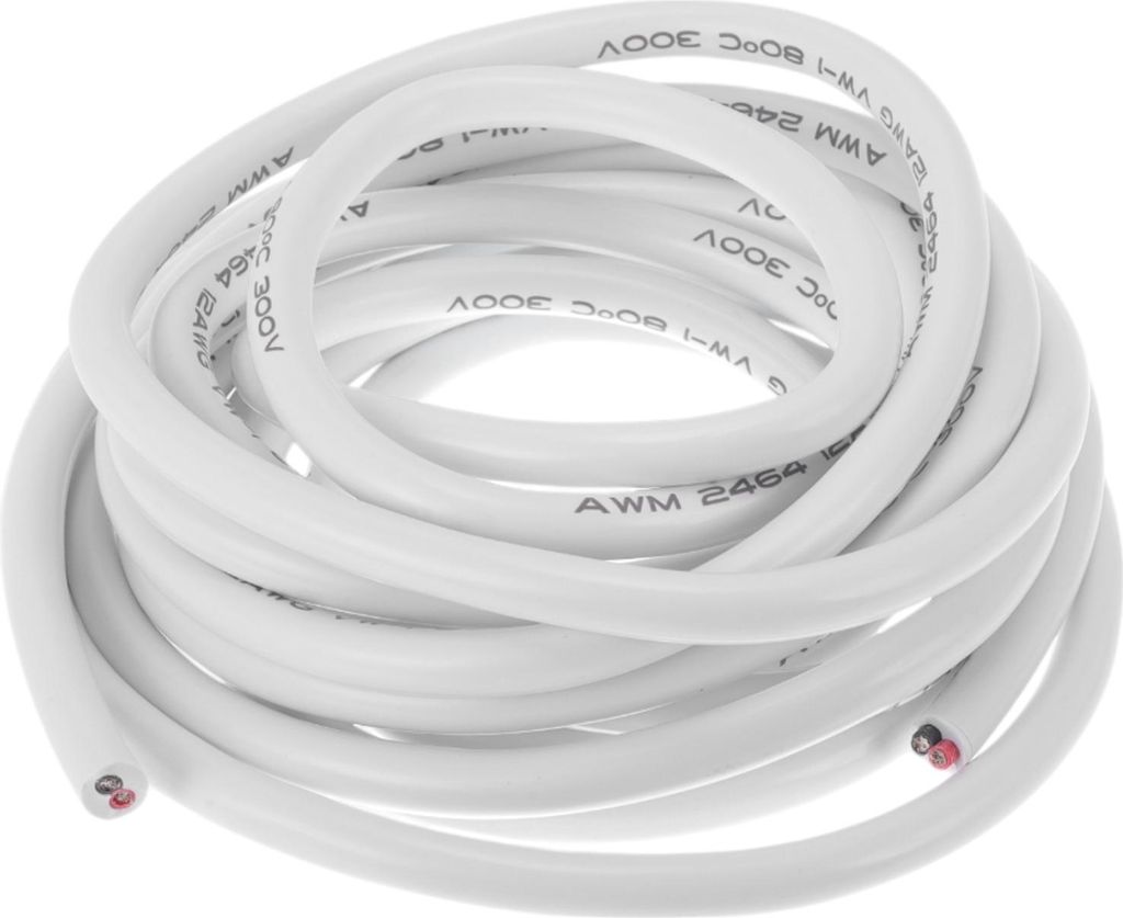 Elektrische Masseleitung Automobil-Stromleitung 15FT Weiß TC 1 Stück 12AWG 2 Leiter Vollständig isoliert & Soft-Touch-Mantel Universal