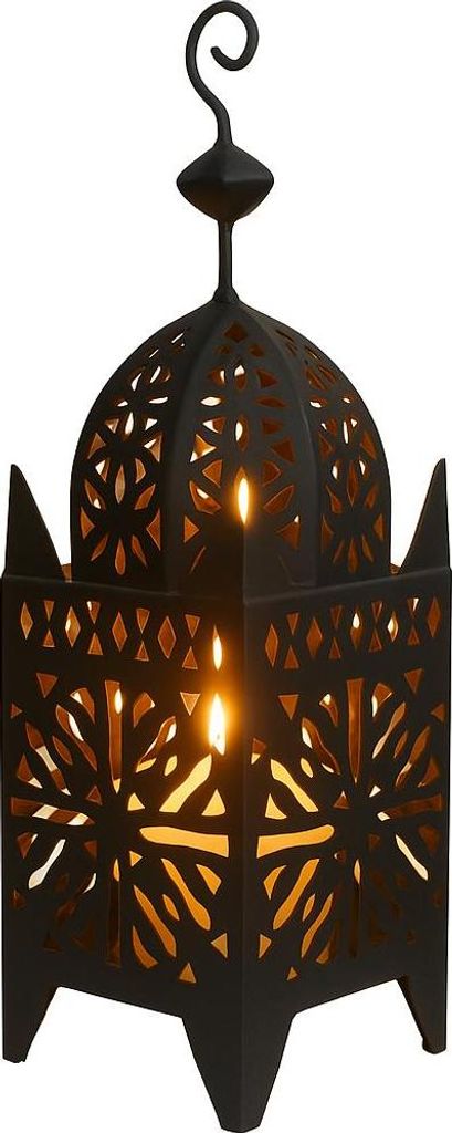 Orientalische Laterne aus Metall Schwarz Frane 51cm groß | Marokkanische Gartenlaterne für draußen, Innen als Tischlaterne | Marokkanisches Gart...