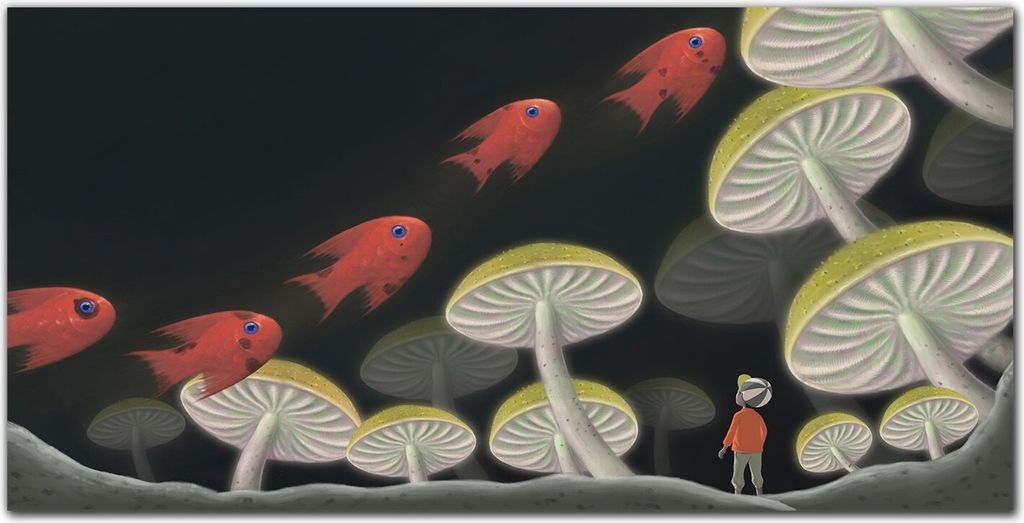 Coloray Bild aus Acryl 140 cm x 70 cm - Gehärtetes Acryl Bild auf Acrylglas Wohnzimmer Küche Dekoration Wanddekoration - Surreal Fantasie Fisch