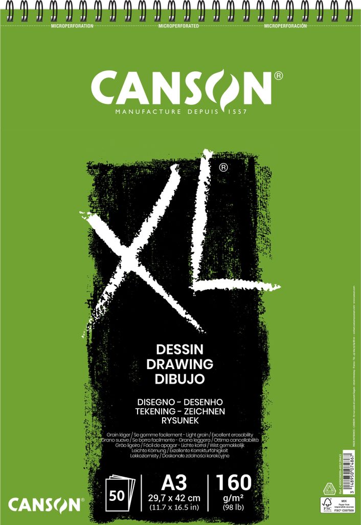 CANSON Skizzen und Studienblock XL Zeichnen DIN A3 50 Blatt