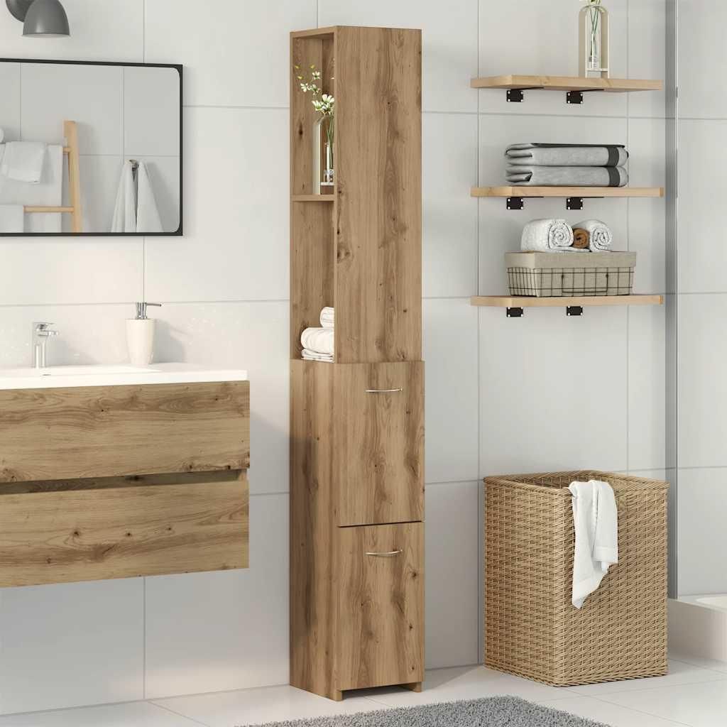 vidaXL Kúpeľňová skrinka Artisan dub 25x25x170 cm Materiál Obrázok produktu 