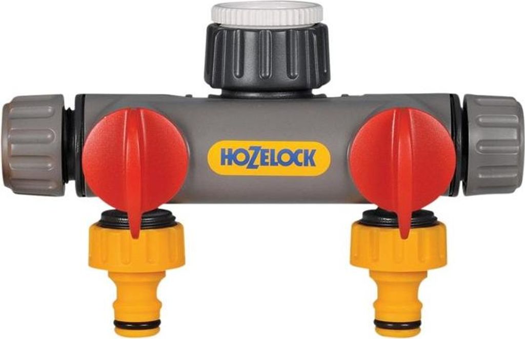 Hozelock 2252 2-Wege-Wasserhahn-Verbindung 1/2 - 1in Bsp TK12019 (One Size) (Multi Colour)