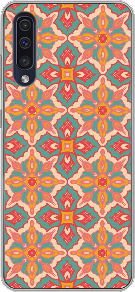 MuchoWow Handyhülle Schutzhülle Hülle für Telefoonhoesje Samsung Galaxy A30s Muster - Hippie - Orange Silikon Softcase Handy Hülle - Karteni...