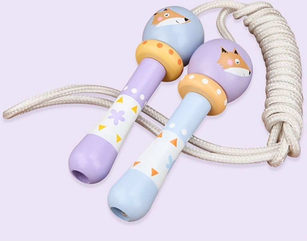 Wooden Cartoon Kinder Skipping Rope Kindergarten Schüler Anfänger Einstellbare Skipping Rope, Länge: 2.16m(Fox)