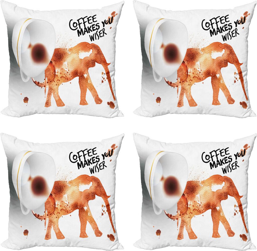 ABAKUHAUS Kaffee-Kunst Kissenbezug Set (4 Stück), Seien Sie Wiser Konzept, Moderner Doppelseitiger Digitaldruck, 60 cm x 60 cm, Burnt Sienna Black...
