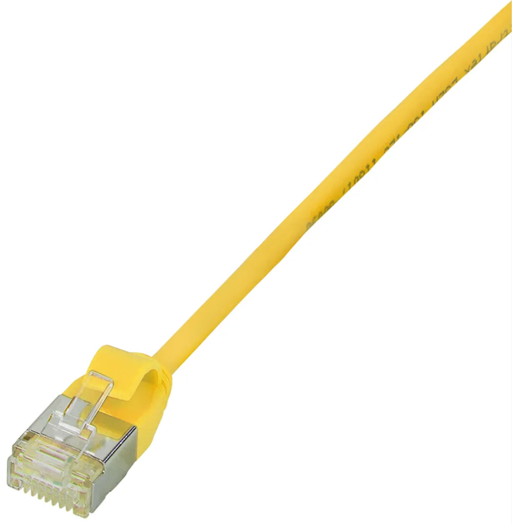 Câble RJ45 CAT6A 2m jaune pour baie de brassage dense SlimLine TPE