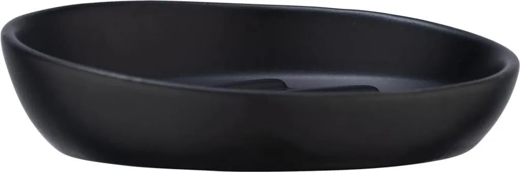 Coupelle à savon ronde en céramique noire 11.5cm pour évier et douche