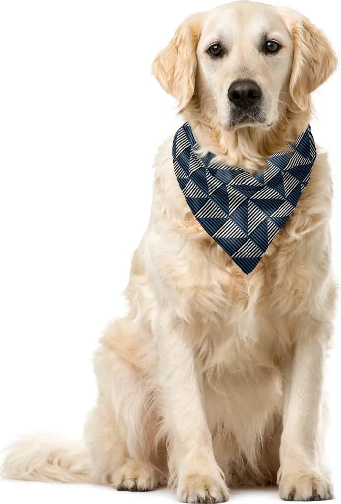 ABAKUHAUS Bandana a righe per animali domestici, forme triangolari a rombo, 40x40 cm, blu scuro, nero e bianco