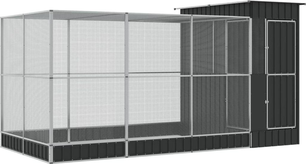 vidaXL Voliere mit Erweiterung Silber 416 x 203 x 216 cm Produktbild 