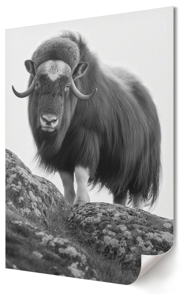 Büffel auf dem Hügel- Kunstdruck A2 (42x59 cm) - Klassisch, rustikal- Wandbild für Wohnzimmer Schlafzimmer & Flur, Modernes Poster Wanddeko, Ung...