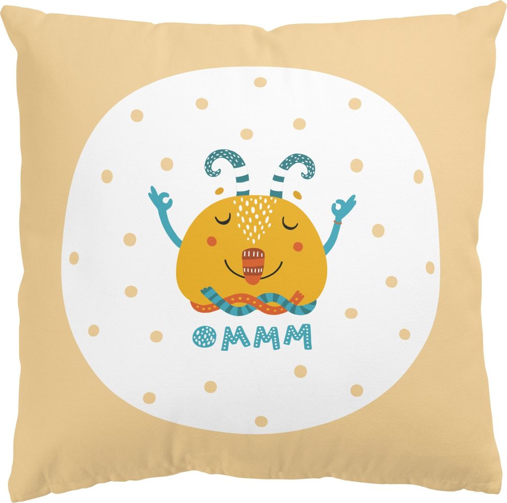 Dekokissen Sprüche drinnen / Indoor Zierkissen Canvas waschbar Punkte gelb Illustration Sofakissen ohne Füllung